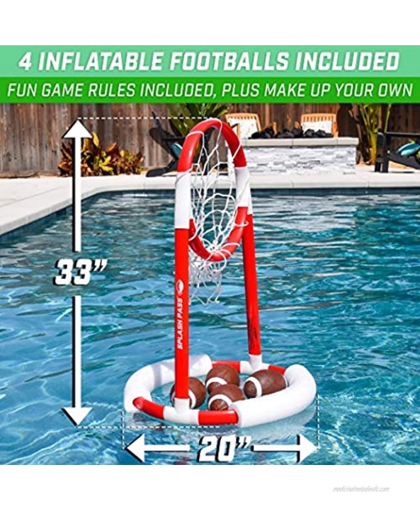GoSports Splash Pass Pool Football Game Includes Floating Pool Football Net 4 Water Footballs and Pump