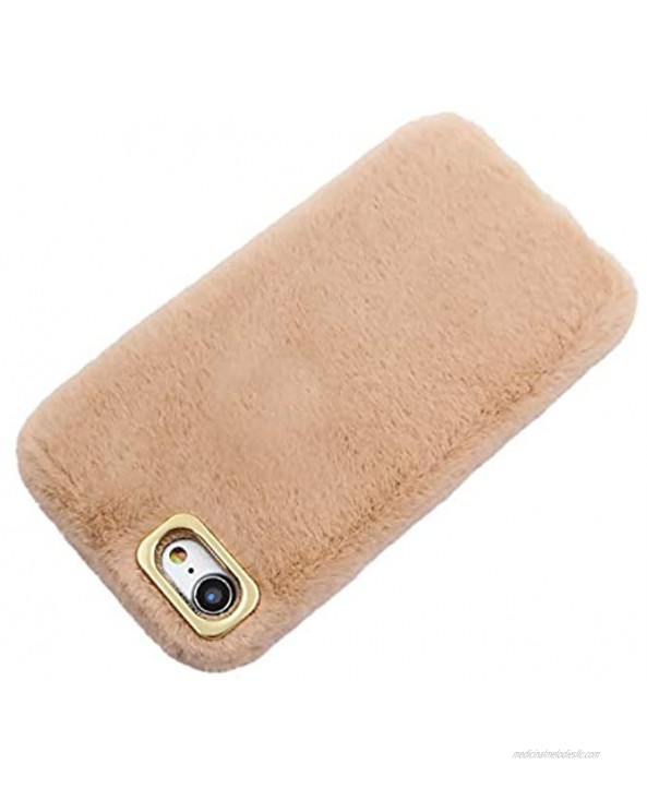 Herzzer Plush Case for Moto G Power 2021,Warm Winter Cute Short Fluffy Furry Faux Fur Fabric Girly Flexible Soft Silicone Shockproof Back Cover,Khaki