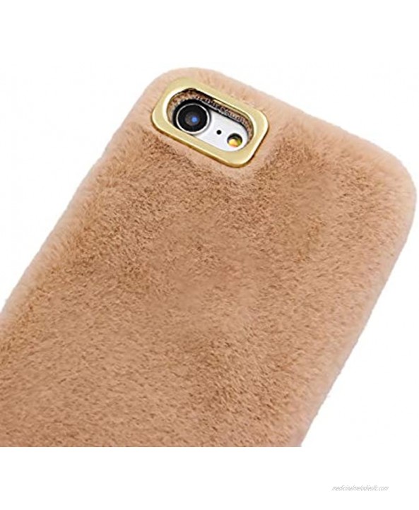 Herzzer Plush Case for Moto G Power 2021,Warm Winter Cute Short Fluffy Furry Faux Fur Fabric Girly Flexible Soft Silicone Shockproof Back Cover,Khaki