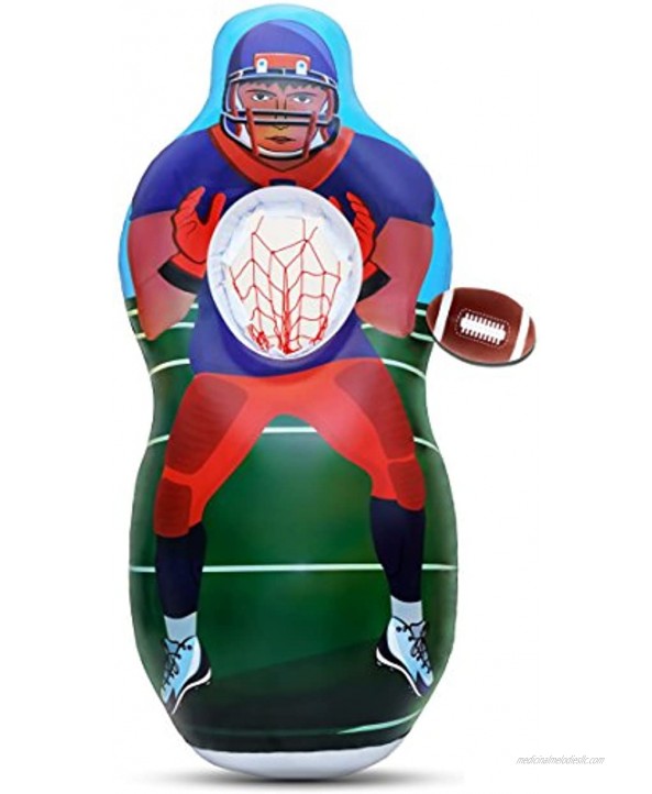 ImpiriLux Inflatable 5 Foot Tall Double Sided Football & Baseball Toss Target | Plush Mini Football and Baseball Included | Sports Game for Boys and Gils
