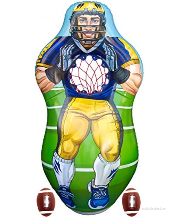 ImpiriLux Inflatable 5 Foot Tall Double Sided Football Receiver and Baseball Catcher Target Trainer Set | Includes One Inflatable with Two Sided 2 Plush Footballs 2 Plush Baseballs