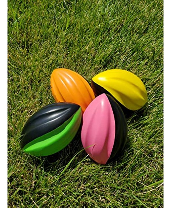 LMC Products Mini Footballs 5” Spiral Foam Football Small Football for Kids Mini Footballs Party Favors – 4 Pack Green Yellow Orange Pink