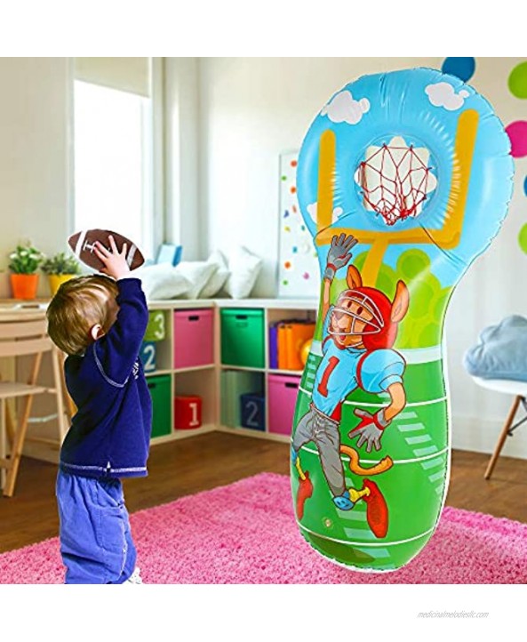 OleOletOy Inflatable Punching Bag for Kids Boxing Bag as Sports and Outdoor Play Toys Football Toss and Throwing Target Set for Party and Pitching Game as Indoor or Outdoor Activity