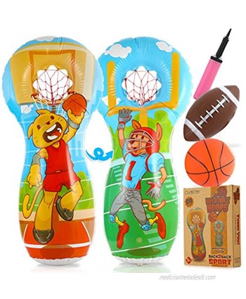 OleOletOy Inflatable Punching Bag for Kids Boxing Bag as Sports and Outdoor Play Toys Football Toss and Throwing Target Set for Party and Pitching Game as Indoor or Outdoor Activity