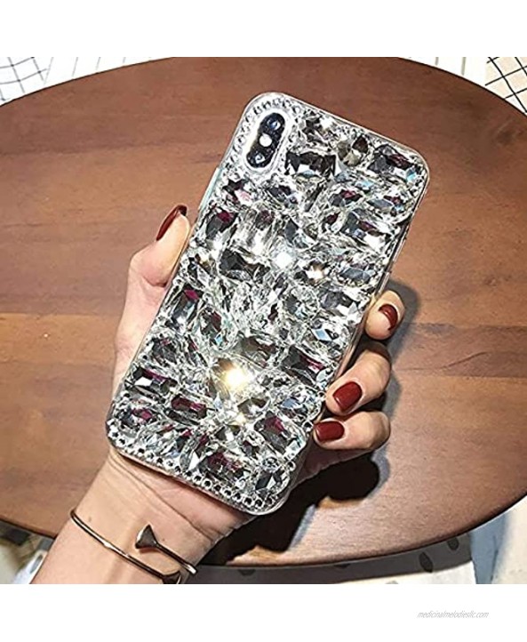 Ostop Bling Diamond Case Compatible with Moto G Stylus 2021 Crystal Shiny Rhinestone Case,Sparkle Full Stones Clear Glitter Homemade 3D Gems Women Girls Protective Back Cover,White