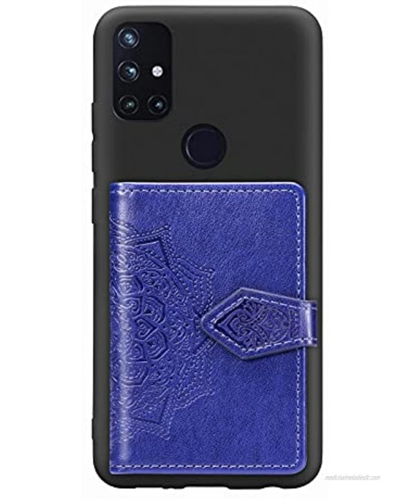 Ostop Wallet Case Compatible with Oneplus Nord Cover Vintage Business Purse with Card Slots,Premium PU Leather Embossed Mandala Flip Shell with Magnetic Clasp and Stand,Dark Blue