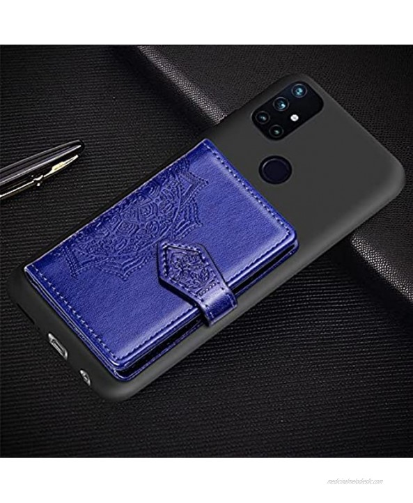 Ostop Wallet Case Compatible with Oneplus Nord Cover Vintage Business Purse with Card Slots,Premium PU Leather Embossed Mandala Flip Shell with Magnetic Clasp and Stand,Dark Blue