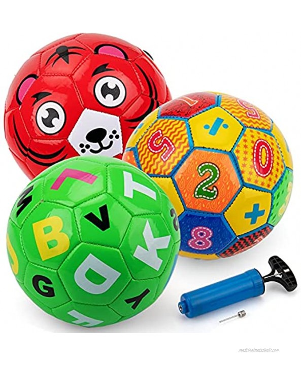 beetoy 3 Pcs Size 2 Toddler Soccer Ball Soccer Balls for Toddlers with Pump Inflatable Soccer Toys Balls for Toddlers Kids Ball Game Cute Outdoor Indoor Sport Ball Toy for Children