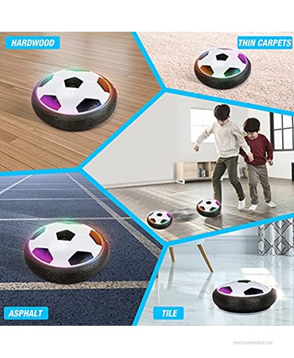Growsland Hover Soccer Ball Kids Toys with 2 Goals Indoor Soccer Toys for Boys LED Hover Ball with Foam Bumper Inflatable Ball Toys Gifts for Boys Age 3 4 5 6 7 8 9 10+