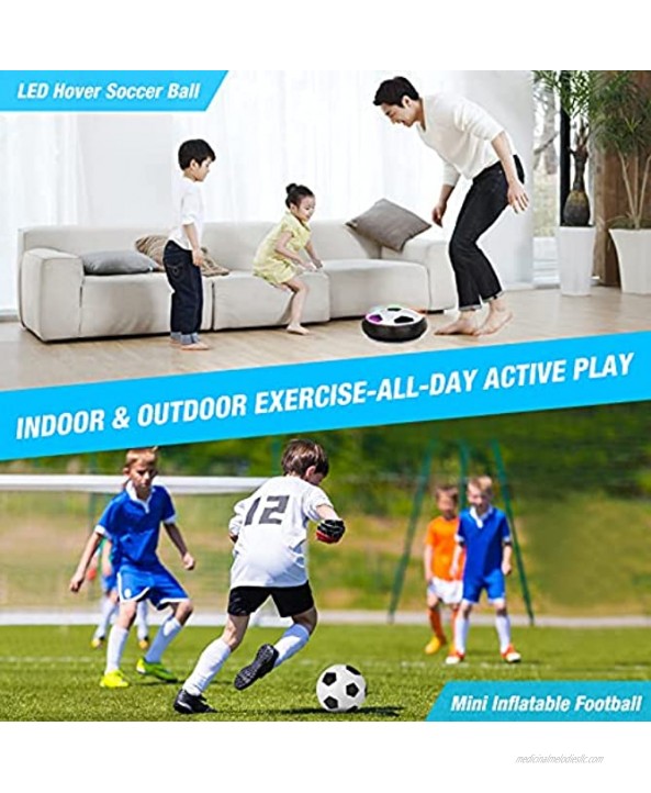 Growsland Hover Soccer Ball Kids Toys with 2 Goals Indoor Soccer Toys for Boys LED Hover Ball with Foam Bumper Inflatable Ball Toys Gifts for Boys Age 3 4 5 6 7 8 9 10+