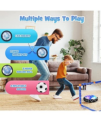 Hockey Set 2 in 1 with Rechargeable Hover Soccer 2 Goals,Air Soccer Hover Power Training Ball for Indoor,Sport Toys Kit for Kids Boys Girls Ages 3 4 5 6 7-12
