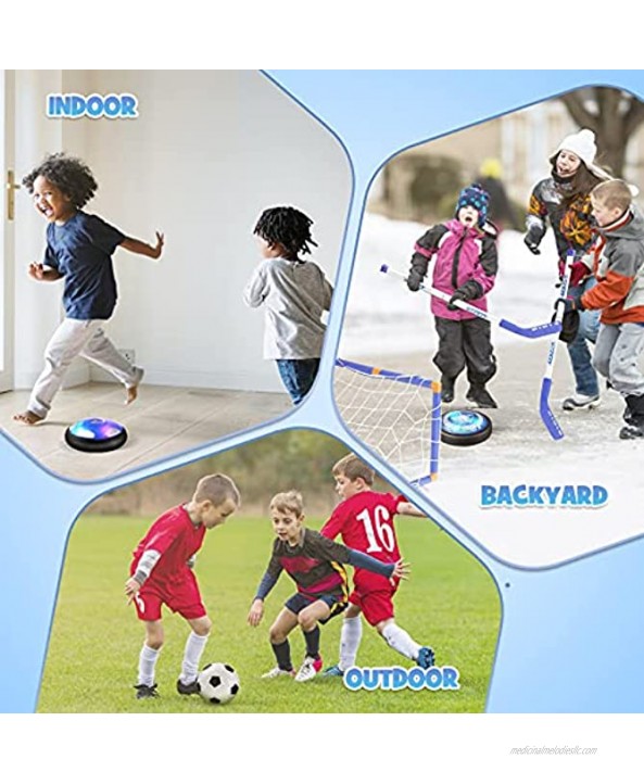 Hockey Set 2 in 1 with Rechargeable Hover Soccer 2 Goals,Air Soccer Hover Power Training Ball for Indoor,Sport Toys Kit for Kids Boys Girls Ages 3 4 5 6 7-12