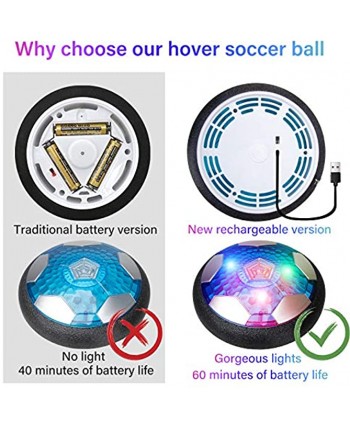 Hover Soccer Ball Rechargeable Air Soccer Indoor Floating Soccer Ball with LED Light and Soft Foam Bumper No AA Battery Needed Boy Toys Gifts for Kids Toddler