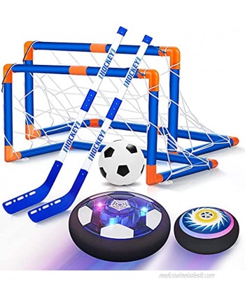 Hover Soccer Ball Set 2-in-1 Soccer Hockey Set for Kids Rechargeable Floating Air Soccer Hockey Ball w  Led Lights Indoor Outdoor Sports Toys Gifts for Kids Boys Girls Ages 4 5 6 7 8 -12