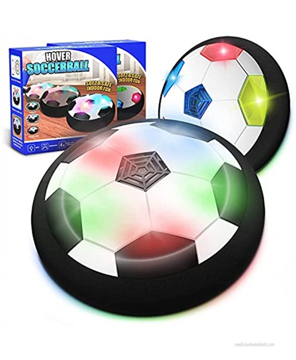 Kids Toys Hover Soccer Ball Set of 2 Battery Operated Air Floating Soccer Ball with LED Light and Soft Foam Bumper Indoor Outdoor Hover Ball Game Gifts for Age 2 3 4 5 6 7 8-16 Year Old Boys Girls