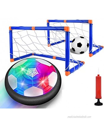 MIMAX Hover Soccer Ball Set Rechargeable Air Soccer No Battery Needed 2 Upgraded Goals LED Light Extra Soccer Ball Fun Indoor Sports Gift for Toddles Kids