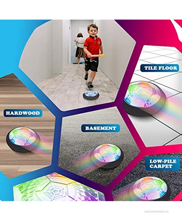 Retruth Hover Soccer Ball Rechargeable with 2 Goals Cool Disco Light Soft Foam Bumper Protects Walls and Furniture No AA Batteries Needed