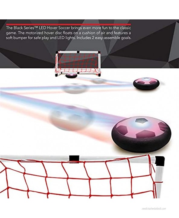 The Black Series Hover Air LED Soccer Game Set with 2 Goals Kids Fun Sports Gaming Set Toys for Boys Girls Hover Toy with Foam Bumper for Indoor Outdoor Play at Night