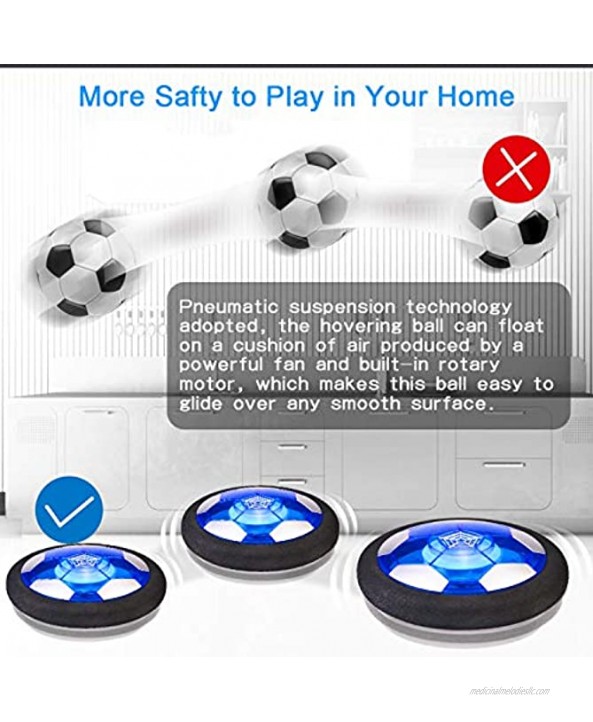 TURNMEON 2 Pack Hover Soccer Ball Rechargeable Soccer Ball Toys Indoor Xmas Floating Soccer with LED Light & Foam Bumper Perfect Holiday Christmas Toy Gifts for Boys Girls Kids ToddlerBlack&black