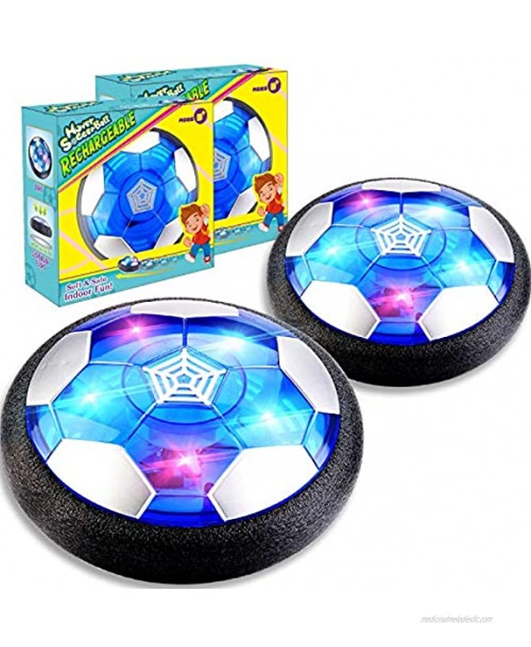 TURNMEON 2 Pack Hover Soccer Ball Rechargeable Soccer Ball Toys Indoor Xmas Floating Soccer with LED Light & Foam Bumper Perfect Holiday Christmas Toy Gifts for Boys Girls Kids ToddlerBlack&black