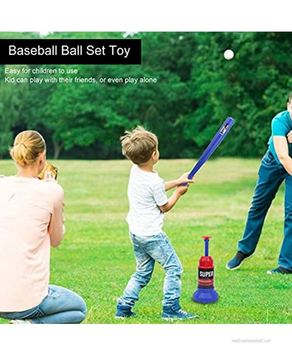 GLOGLOW Baseball Ball Set Toy Kids Foam Soft Ball Baseball Toy Set Kids Baseball Tee Toy Game Semi Automatic Baseball Launcher Baseball Bat Toy Improves Batting Skills for Boys Girls#1