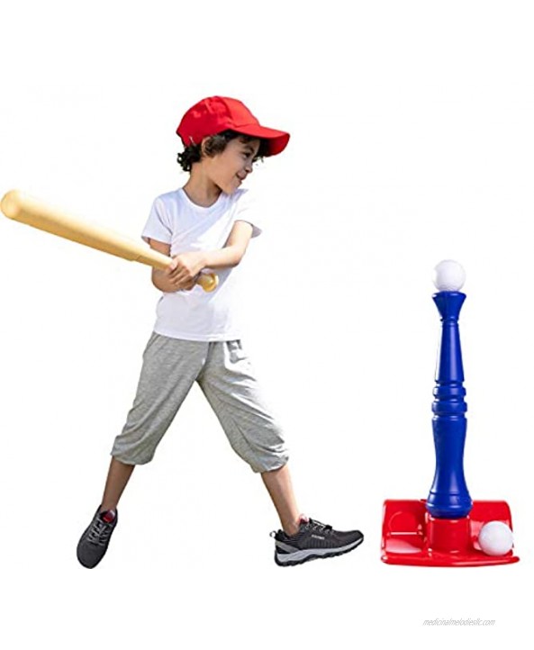 JOYIN T-Ball Baseball Toy Set Including Ball Tee Set Baseball Bat and 7 Baseballs for Outdoor Sports Baseball Toy Yard Game for Kids