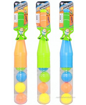 KidPlay Products 2pk Kids Sports Baseball Set with Plastic Bats and Balls Assorted Colors