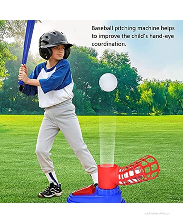Lixada Baseball Pitching Machine Baseball Trainer Launcher Toy Foot-on with 3 Baseball & Baseball Tennis Bat for Boys and Girls Toys for 5 Year -7 Old Boys