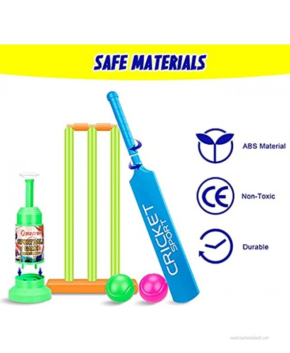 Playtron Kids Cricket Set Gift for Outdoor Garden Backyard Beach Kids Christmas Birthday Playing Gifts ABS Cricket Play Toys Creative Sports Game Set for Boys and Girls