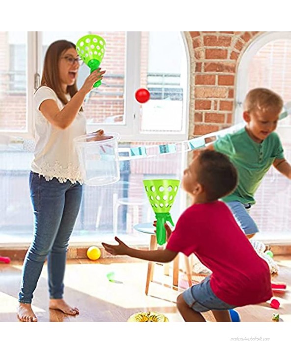 TIANLE Kids Outdoor Pop and Catch Ball Games with 2 Launcher Baskets and 4 Balls Fun Outdoor Indoor Backyard Games for Kids and Adults.