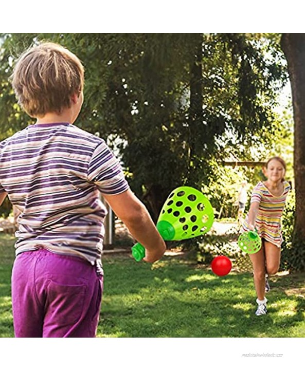 TIANLE Kids Outdoor Pop and Catch Ball Games with 2 Launcher Baskets and 4 Balls Fun Outdoor Indoor Backyard Games for Kids and Adults.