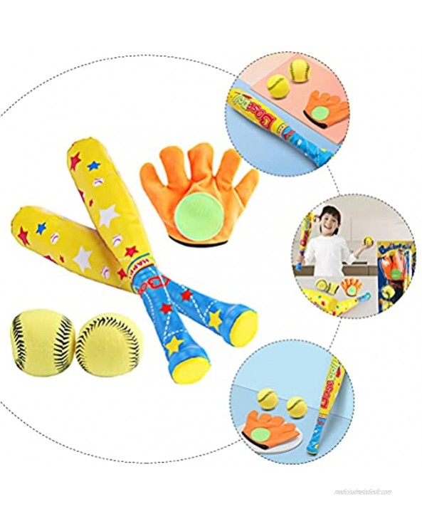 TOYANDONA 1 Set 4pcs Kids Baseball Bat Balls and Gloves Set Plastic Baseball Bat Outdoor Backyard Sports Toy for Toddlers Boys Girls