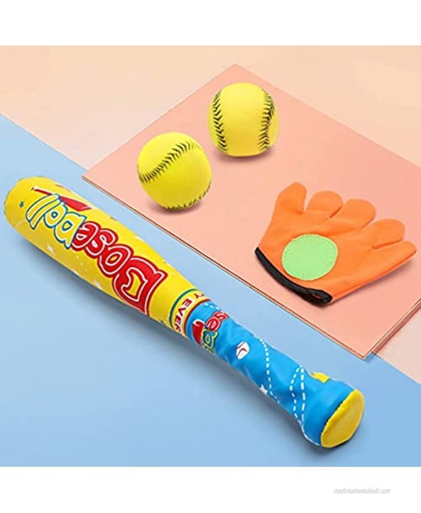 TOYANDONA 1 Set 4pcs Kids Baseball Bat Balls and Gloves Set Plastic Baseball Bat Outdoor Backyard Sports Toy for Toddlers Boys Girls