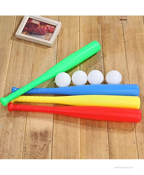 WINOMO Baseball Bat Toys Durable Plastic Baseball Bat Stick with Baseball for Children Outdoor Sports Set of 4 PCS