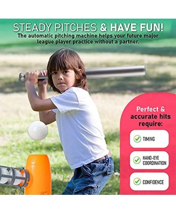 YESMARKS Kids Auto Baseball Pitching Machine Outdoor Toy Set Training Equipment & Practice Toys for Children Operated Automatic Pitcher Collapsible Plastic Bat 10 PP Baseballs Sports Bag