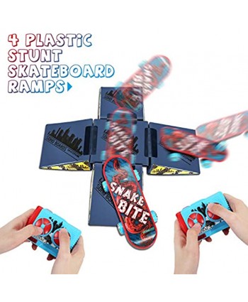 Remote Control Toys Cool Toy Skateboards Remote Control Skateboard toys with Small 4-Sided Skateboard Ramps and Rechargeable Batteries Great Remote Toys for Boys and Girls