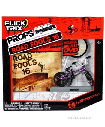 Spinmaster Flick Trix Fingerbike "Real Bikes Unreal Tricks" BMX Bicycle Miniature Set HOFFMAN BIKES with Display Base and DVD Props "Road Fools 16"
