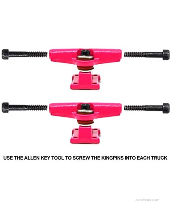 Teak Tuning Adjustable Width Fingerboard Trucks Locking System Allen Key Kingpin Style Pink