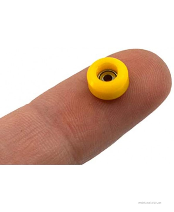 Teak Tuning CNC Polyurethane Fingerboard Bearing Wheels Yellow Set of 4 Wheels Durable Material with a Hard Durometer