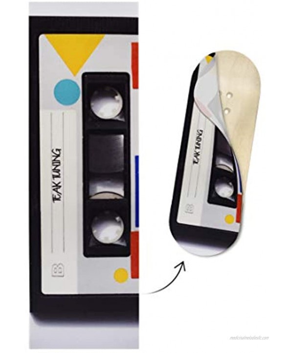 Teak Tuning Fingerboard Deck Graphic Cassette Tape Adhesive Graphics to Customize Your 35mm Fingerboard Deck 110mm Long 35mm Wide 0.2mm Thick Waterproof Vinyl Includes Mini File