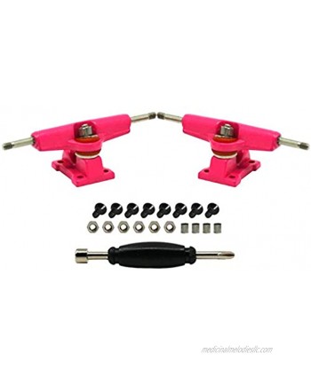 Teak Tuning Fingerboard Spacer Trucks with Standard Tuning Pink 32mm Width Tuned & Assembled