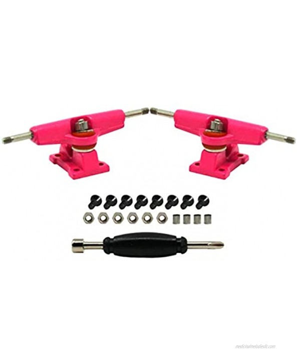 Teak Tuning Fingerboard Spacer Trucks with Standard Tuning Pink 32mm Width Tuned & Assembled