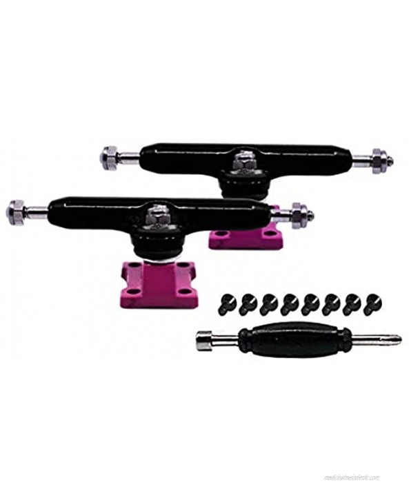 Teak Tuning Prodigy Fingerboard Trucks with Upgraded Lock Nuts Black and Pink Old Skool Colorway 32mm Wide Professional Shape Appearance & Components Includes Standard Tuning