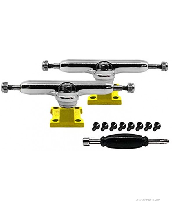 Teak Tuning Prodigy Fingerboard Trucks with Upgraded Lock Nuts Yellow and Silver Yellow Snapper Colorway 32mm Wide Professional Shape Appearance & Components Includes Standard Tuning