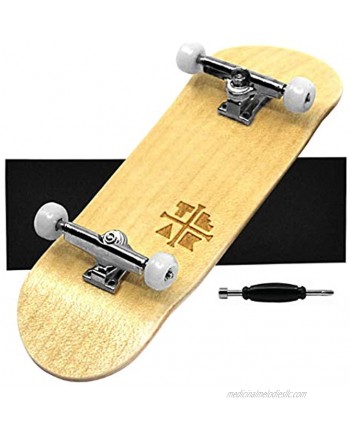 Teak Tuning Prolific Complete Fingerboard with Upgraded Components Pro Board Shape and Size Pro Wheels Trucks and Locknuts 34mm x 97mm Handmade Wooden Board Silver Heels Edition