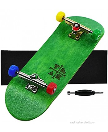 Teak Tuning Prolific Complete Fingerboard with Upgraded Components Pro Board Shape and Size Bearing Wheels, Bushings and Trucks 32mm x 97mm Handmade Wooden Board Christmas Lights Edition
