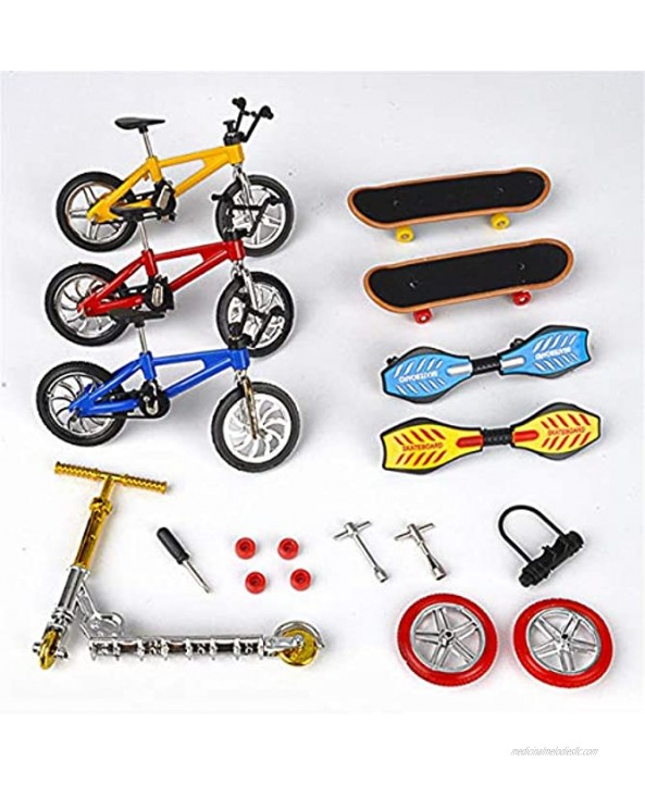 xiuersty Bike Finger Skateboard Set Mini Scooter Two Wheel Scooter Bicycle Skateboard Cool Boy Toy Educational Toys for Kids Finger Scooter Bike Sports