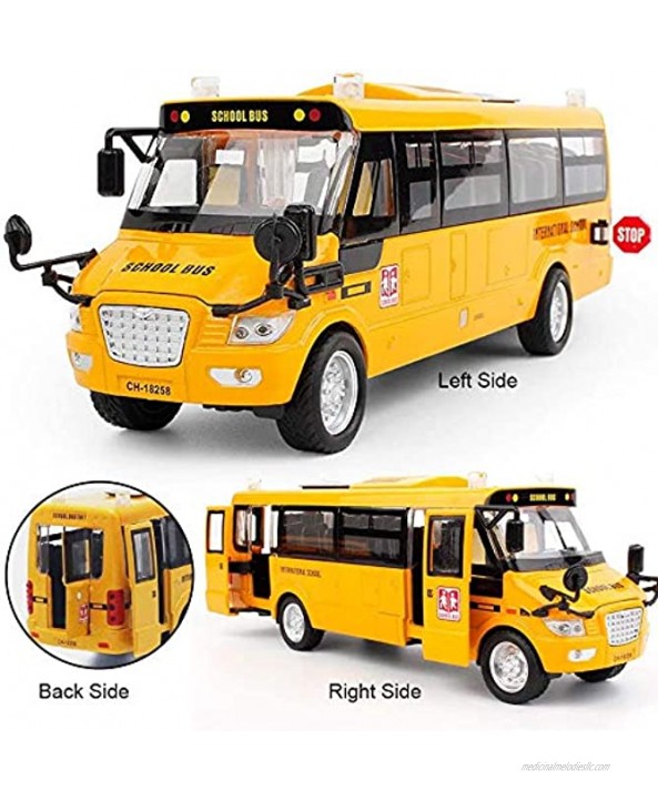 9 Yellow School Bus Large Pull Back Alloy Diecast Metal Vehicles Model with Openable Doors and Get on Off Bus Sound for Gift,Party,Cake Topper and Home Decor 9 Yellow Large School Bus