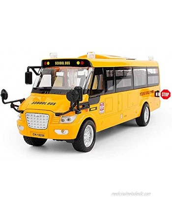 9" Yellow School Bus Large Pull Back Alloy Diecast Metal Vehicles Model with Openable Doors and Get on Off Bus Sound for Gift,Party,Cake Topper and Home Decor 9" Yellow Large School Bus