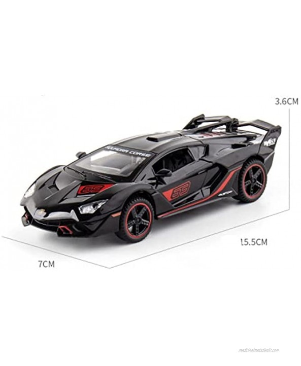 Alloy Collection for Lamborghini Toy Car Pull Back Die Casting Car Model with Light 1PCS with car Lights Simulated Sound Effects Color: Black
